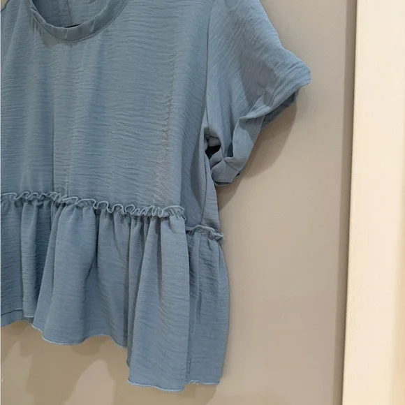 New Look Light Blue Ruffle Blouse - Picture 2 of 5
